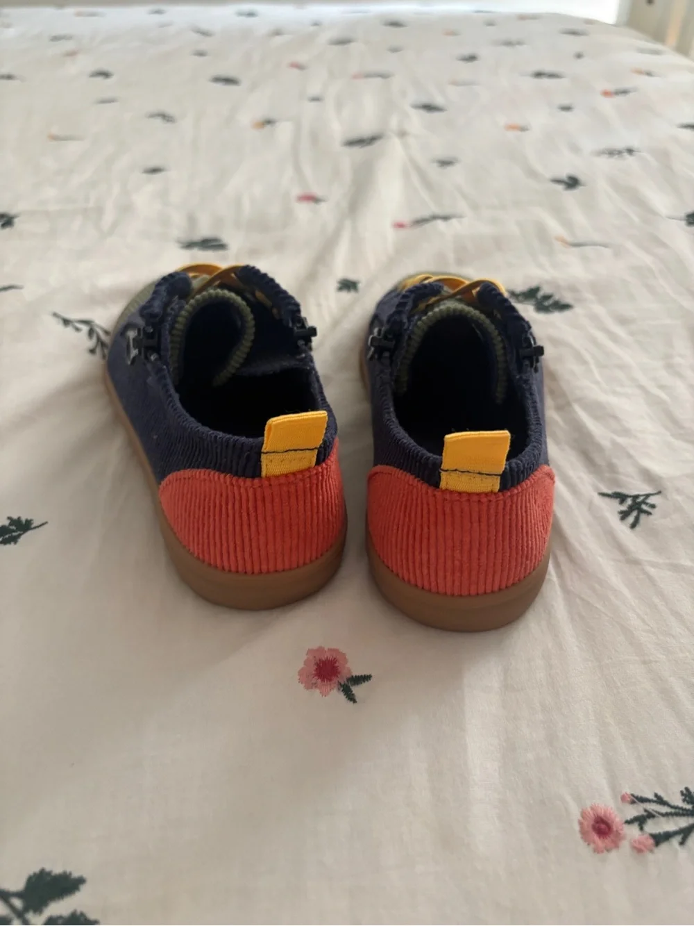Cat & Jack Navy, Olive & Red Corduroy Kids Sneakers with Yellow Laces